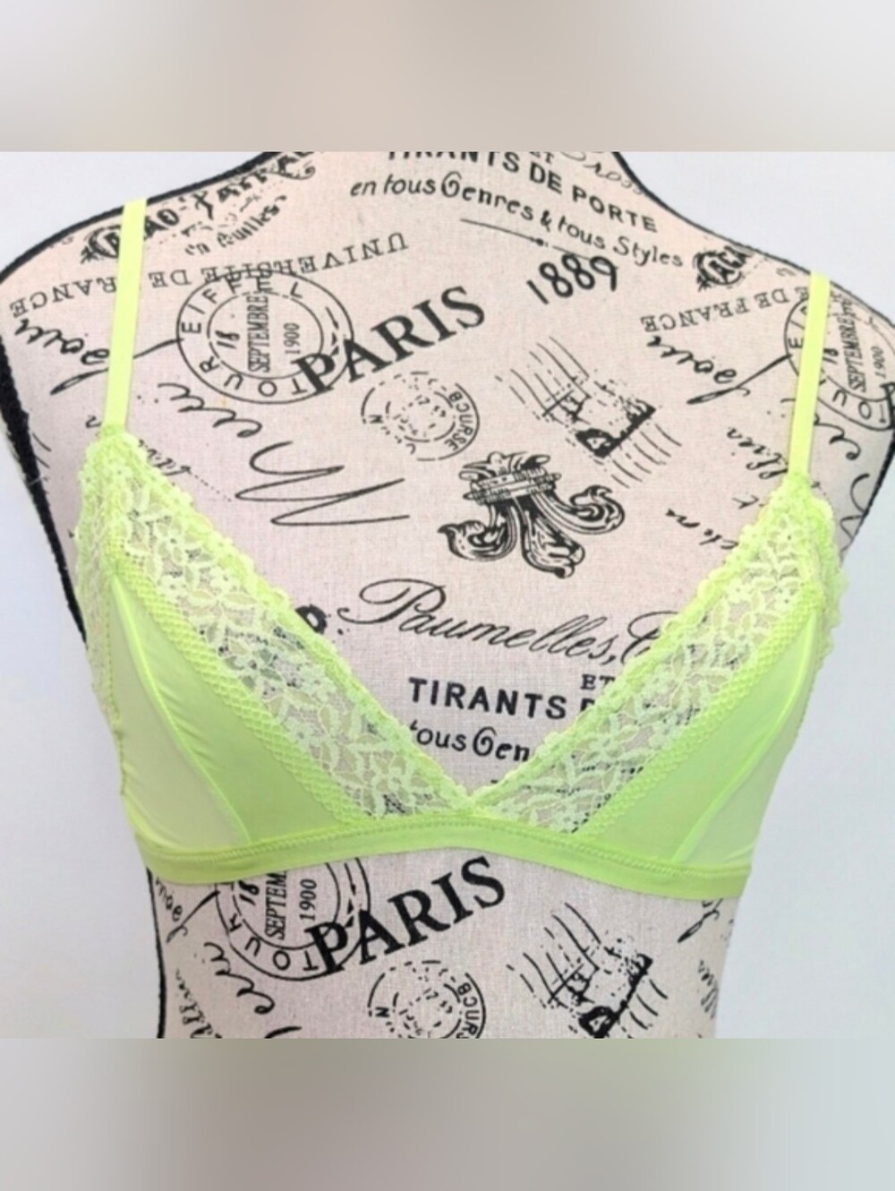 AERIE | Women's Neon Green Unpadded Adjustable Lace Detailed Triangle Bralette